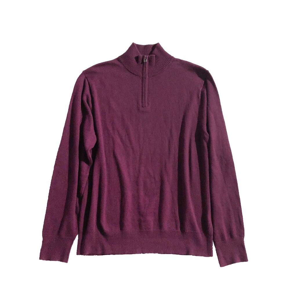 Bonobos Sweater Mens Size L Maroon ¼ Zip Slim Fit Cashmere Blend Pullover Jumper